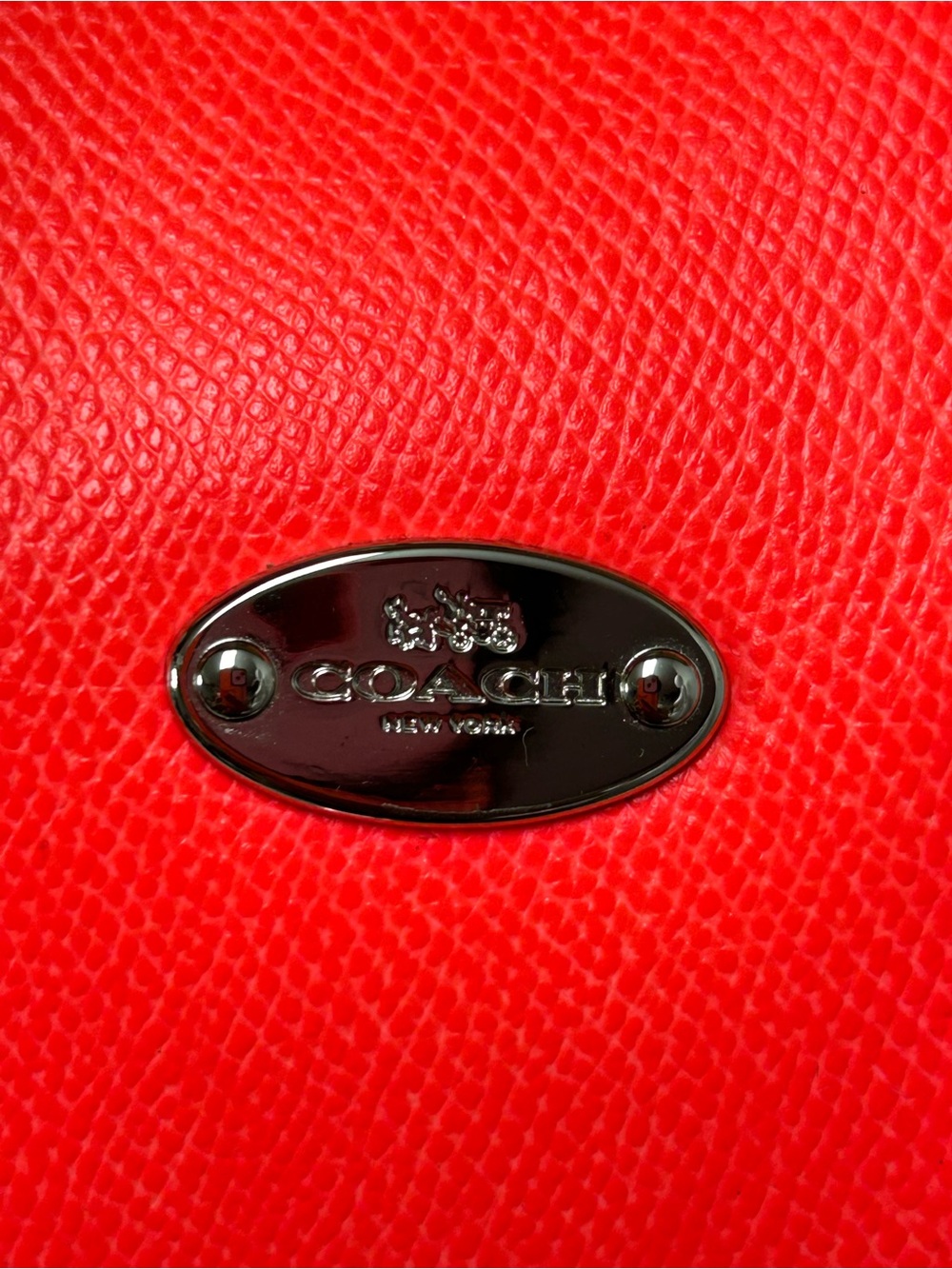 Coach Bright Red Pebble Leather Satchel with Charm Approx. 10 x 7.5” x 3.5 - Picture 7 of 16